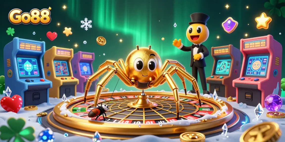 Engage with Go88's thrilling online casino gaming experience featuring vibrant characters and iconic game elements.
