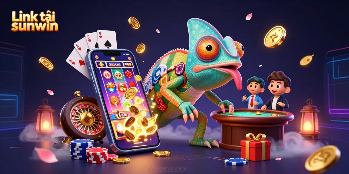 Experience the excitement of casino gaming with Link tải sunwin, featuring captivating 3D elements and a dynamic scene.