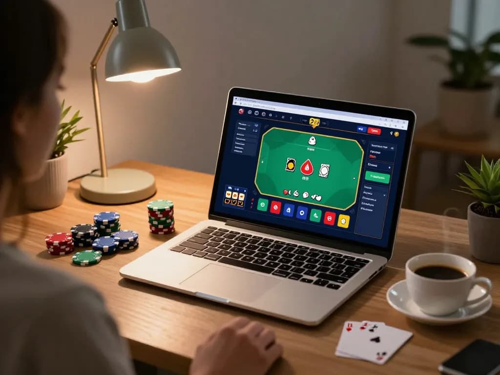 XX88 gaming interface displayed on a sleek laptop, capturing an engaging online poker moment