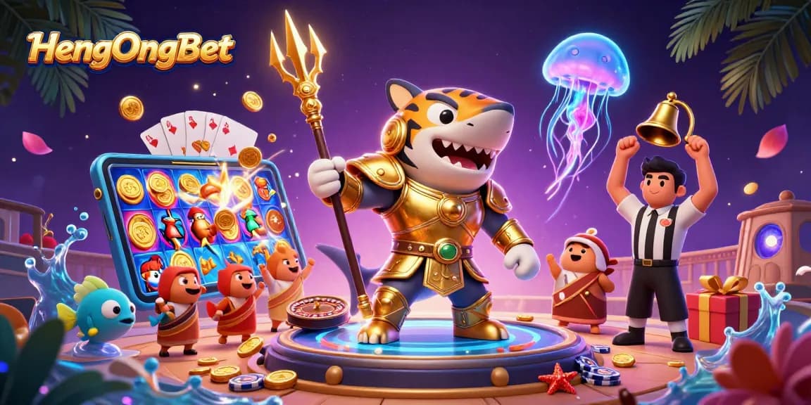 Experience the thrill of HengOngBet with vibrant 3D casino elements and gaming excitement.
