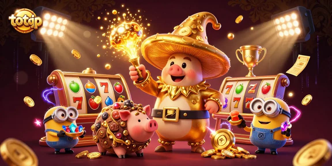 Engage with exciting toto jp slot games featuring vibrant symbols and magical elements in a dynamic 3D scene.