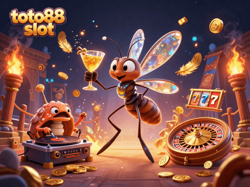 Experience thrilling moments at toto88 slot with a lively 3D casino scene featuring unique characters and dynamic elements.