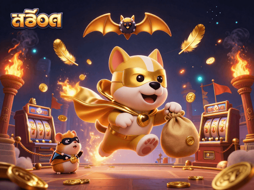 Spin the reels with สล็อต at this dynamic 3D casino illustration showcasing excitement and rewards.