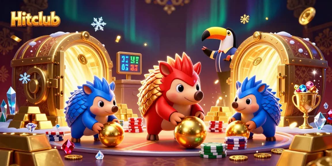 Hitclub offers an exciting gaming experience with action-packed pangolin characters and golden gambling elements.