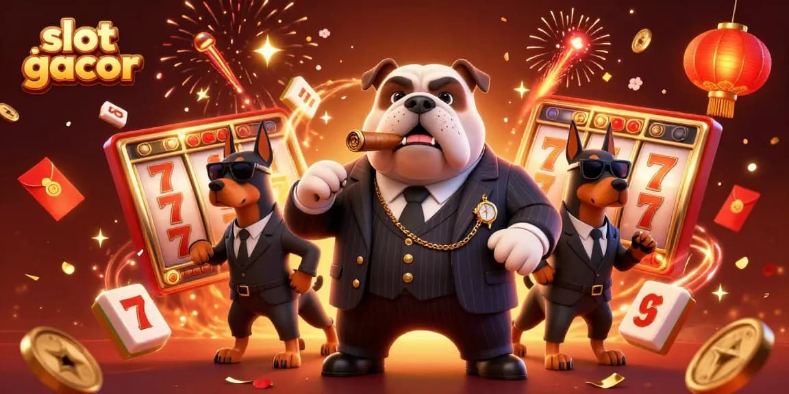Permainan slot gacor dengan karakter bulldog mafia dan doberman melindungi jackpot di kasino.