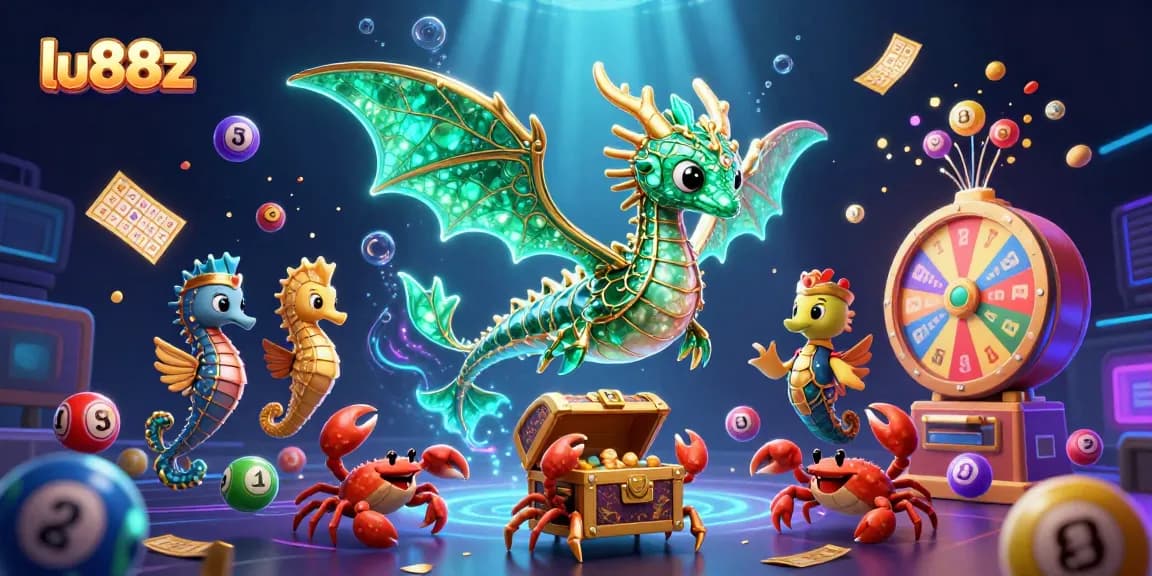 Win big with lu88z in an exciting underwater casino scene full of dynamic lottery elements.