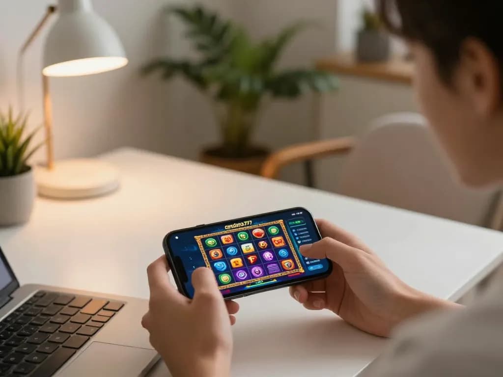 Engaging interaction with cendana777 app on smartphone showcasing exciting slot games