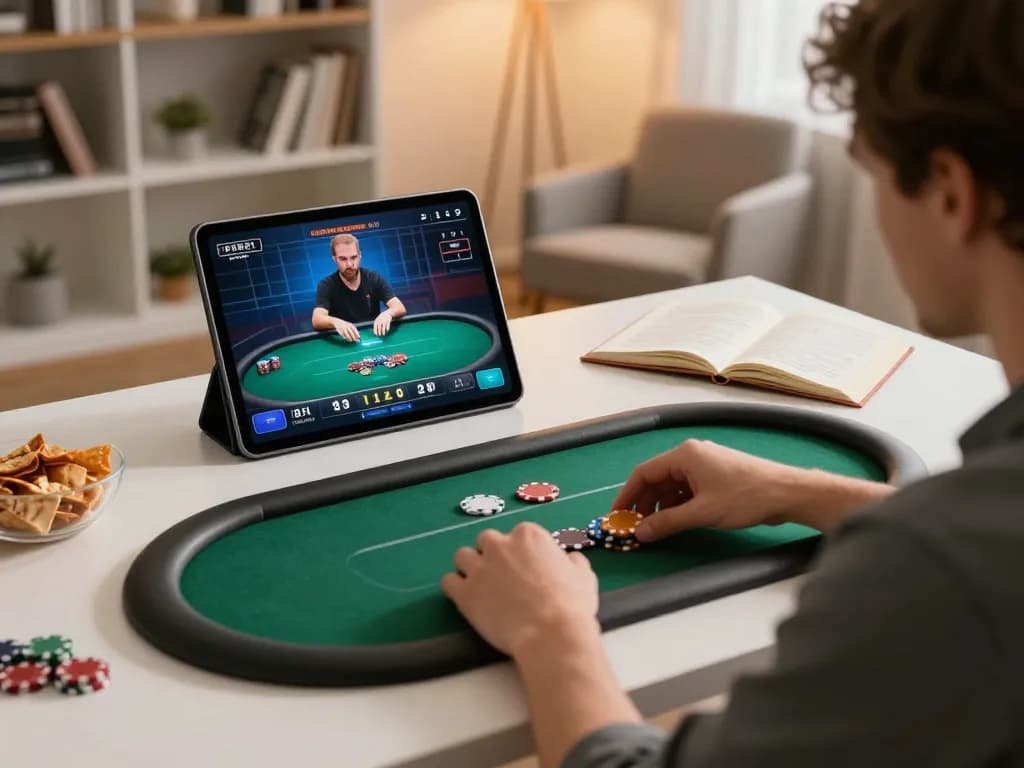 Engaging poker gameplay on the tablet, showcasing nego77 online gaming strategies