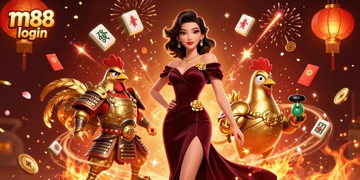 Rasakan sensasi login m88 di suasana kasino yang meriah dengan karakter glamor dan elemen pesta.