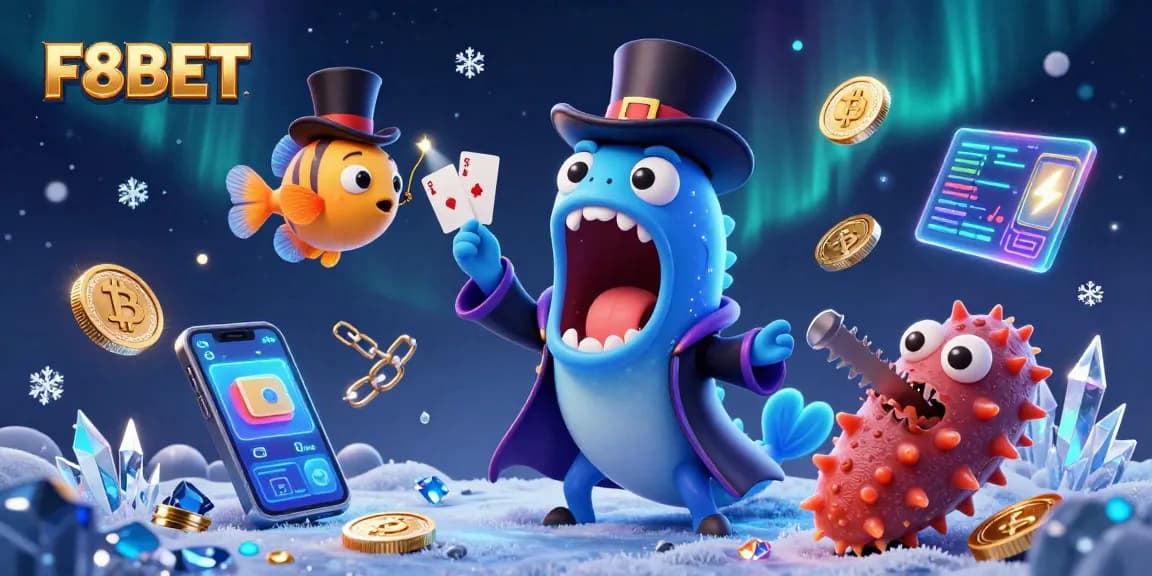 F8BET showcases thrilling card tricks at an underwater casino with magical sea creatures.
