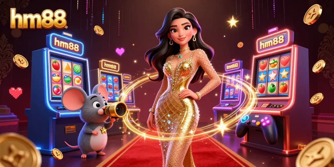 Spin the reels for big wins at hm88: A vibrant 3D casino scene with exciting game elements