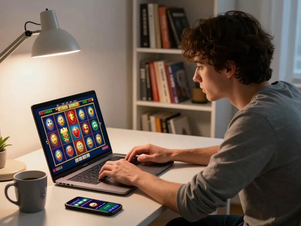 Player enjoying engaging online slots at home demonstrating jilipinas gaming excitement and strategy.