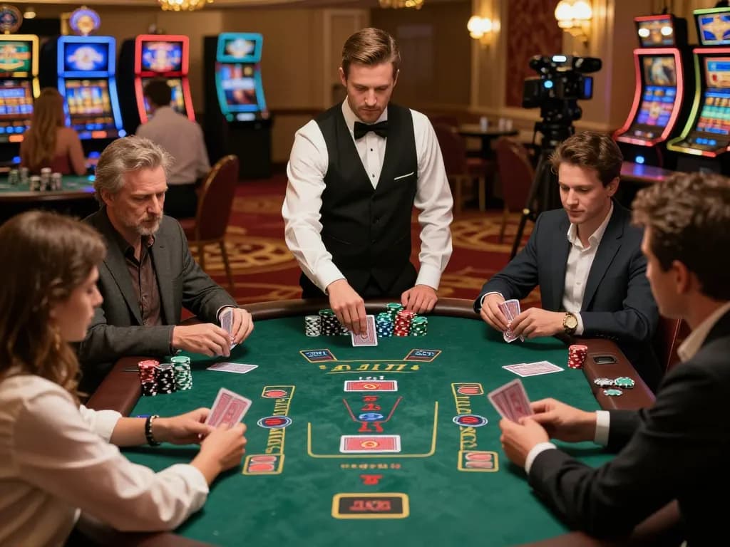 Experience thrilling gameplay at gem88 com blackjack table with active players and vibrant casino atmosphere.