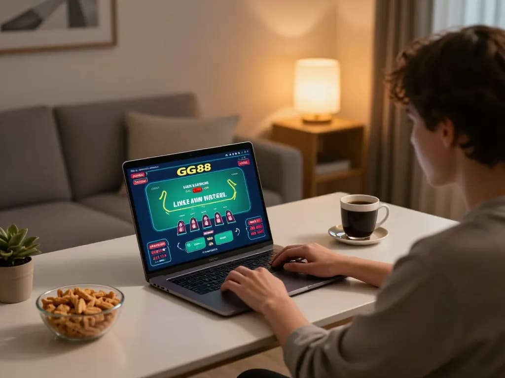 Engaging in GG88 live dealer blackjack game at home desk