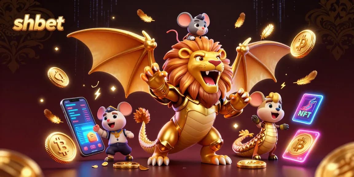 Engage in the thrilling world of shbet with a majestic chimera character and dynamic cryptocurrency elements.