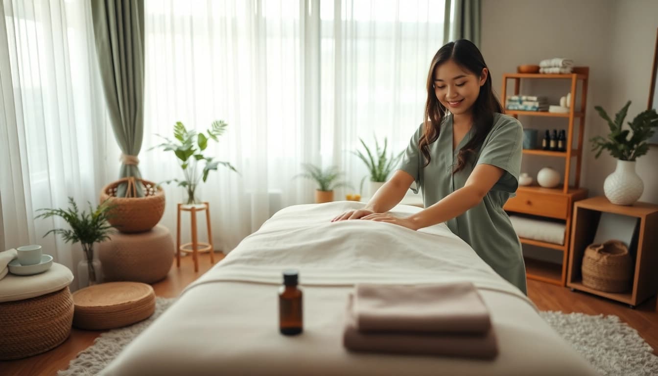 Experience 오산출장마사지 in a serene home setting with a professional therapist.