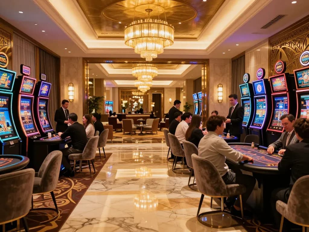 Players enjoying high-stakes games at the luxurious uk88 com casino venue