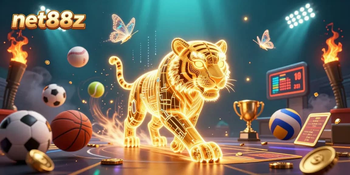 Experience thrilling sports betting action with net88z in a vibrant digital casino atmosphere.