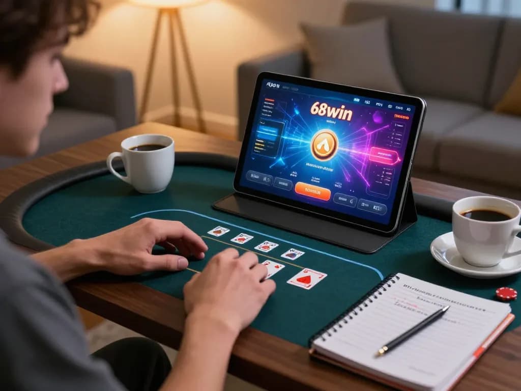 Player enjoying an exciting session on 68win poker platform, showcasing strategic gameplay