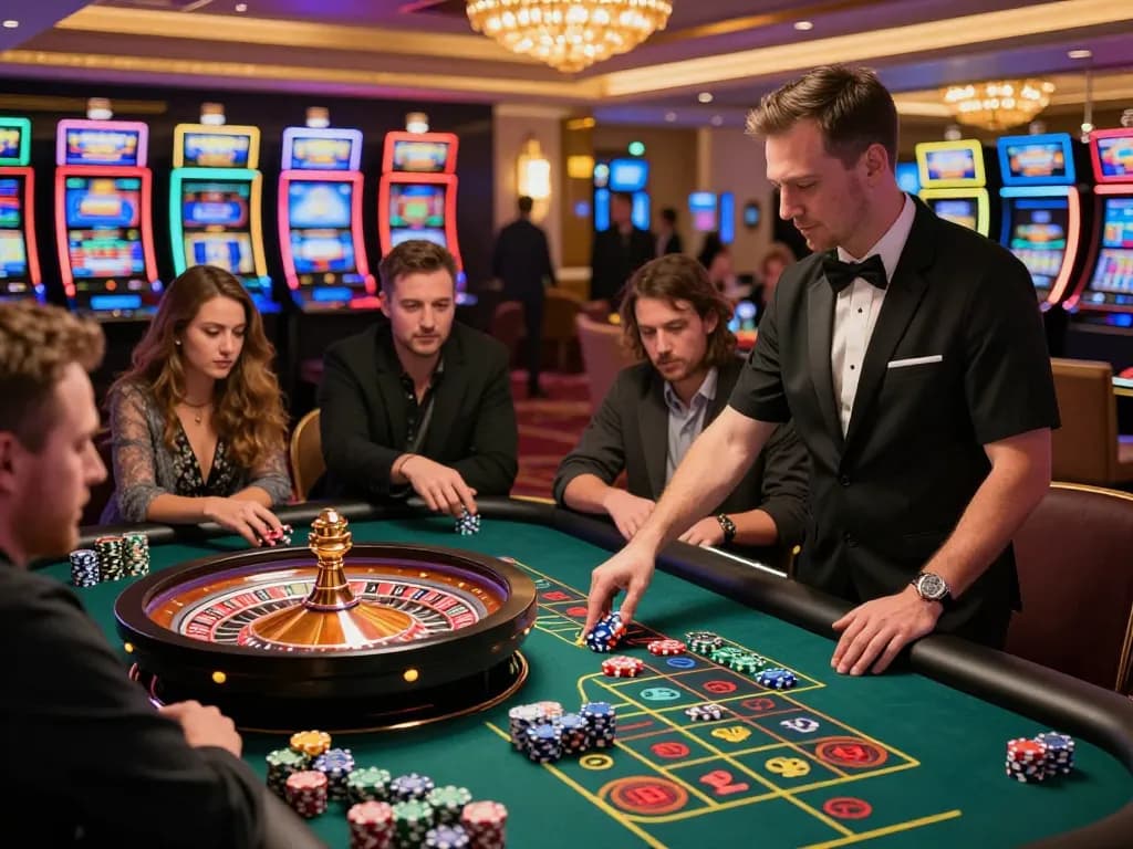 C168 players placing bets at an exciting live roulette table in a luxurious casino setting.