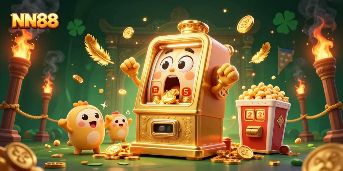 Experience the excitement at NN88 with dynamic golden slot machines celebrating jackpots and vibrant casino elements.