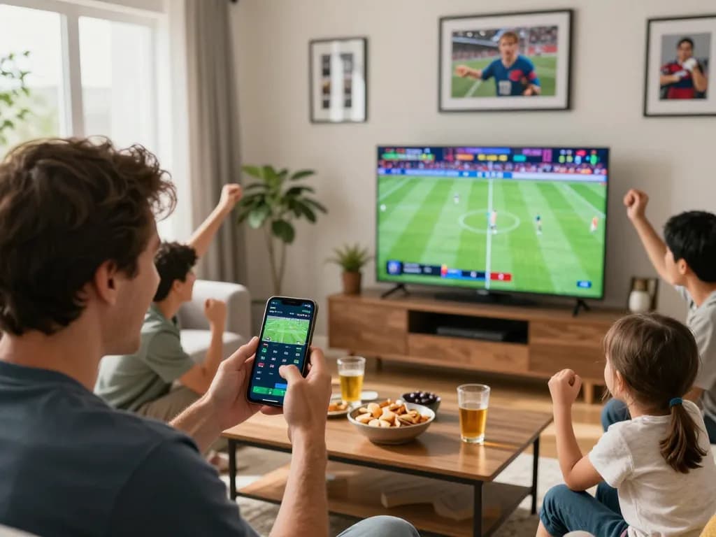 Celebrating win with sports betting on smartphone app at playstation-experience.