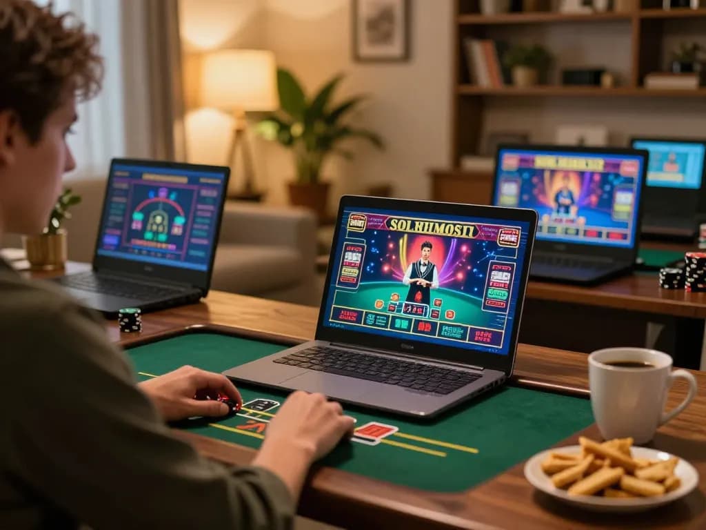 Engaging in a live blackjack game on du 88 while surrounded by cozy home elements.