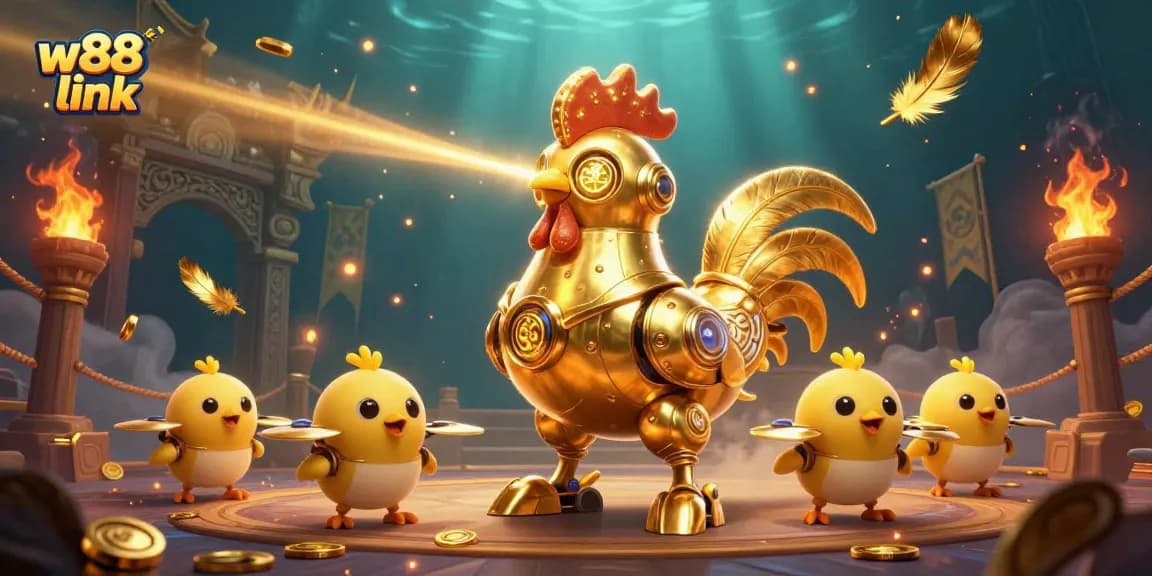 Engage with the exciting w88 link and join the dynamic betting scene featuring golden rooster robot and baby chick drones.