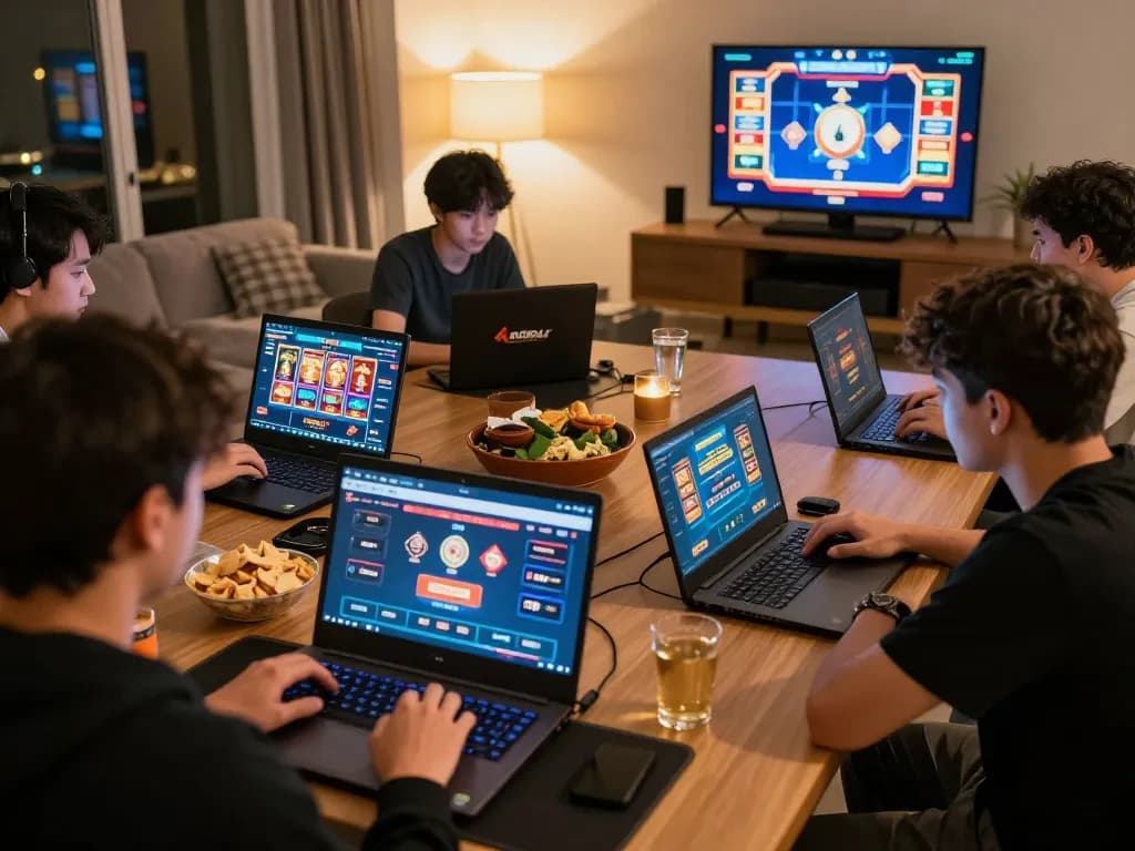 KADAL778 online tournament with players focusing on their screens, enjoying friendly competition at home.