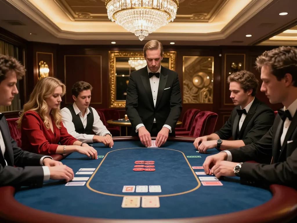 Rasakan strategi perjudian bernilai tinggi di GOLDWIN88 di ruang poker VIP kasino mewah.