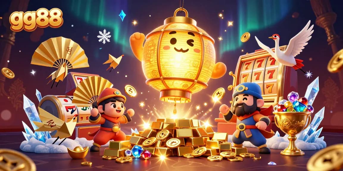Experience the excitement of gg88 casino with vibrant jackpots and treasures in a lively 3D illustration.