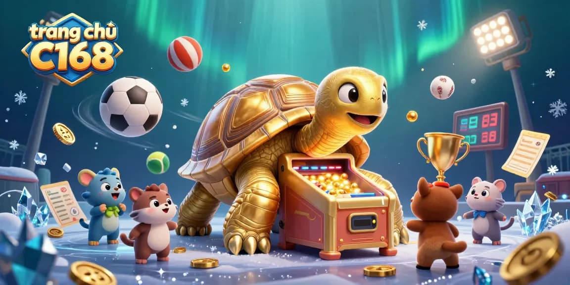 Experience thrilling gaming action with the colossal golden tortoise at trang chủ C168, featuring dynamic sports elements.