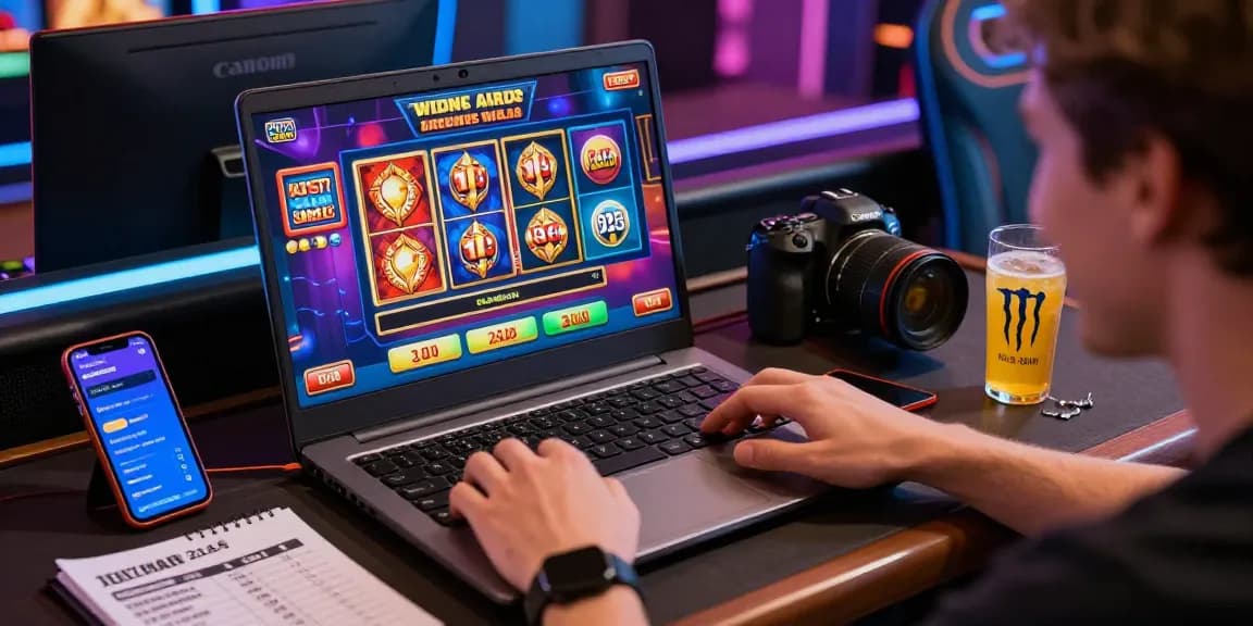 Exciting scene of a player enjoying credit card casinos online with colorful games displayed, creating a vibrant gaming atmosphere.
