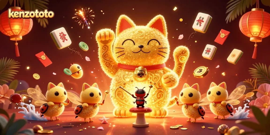Spin the reels with kenzototo's animated lucky cat guiding players toward jackpots and wins.