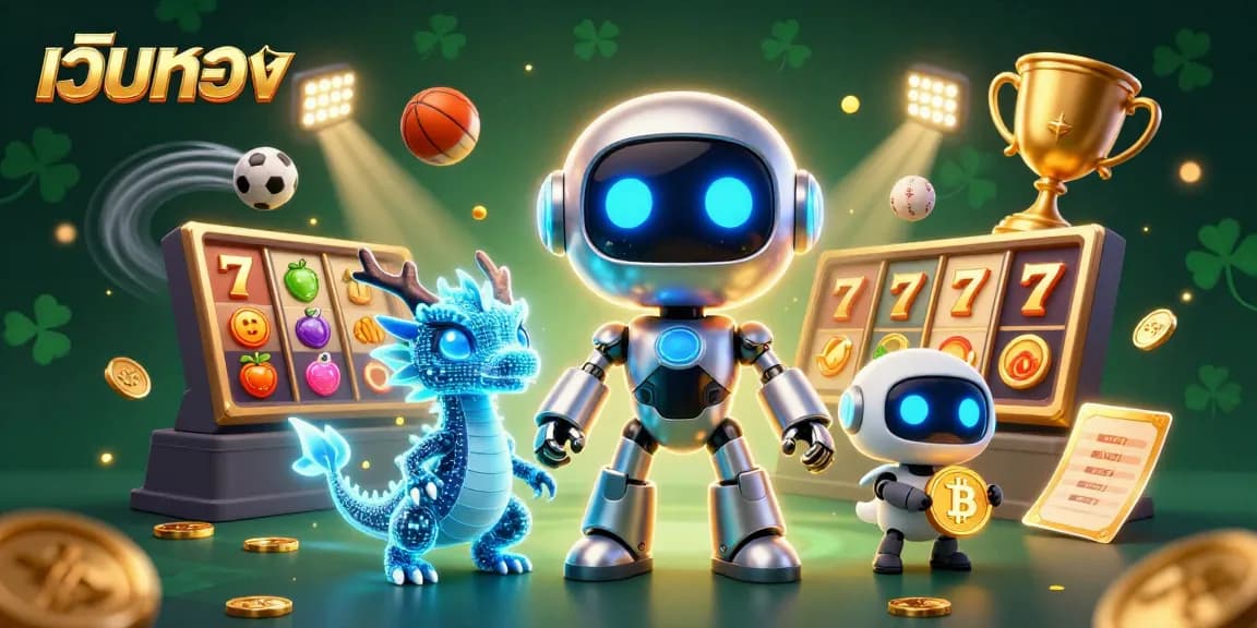 Engage with เว็บตรง gaming excitement in this dynamic 3D casino illustration featuring vibrant characters and game elements.