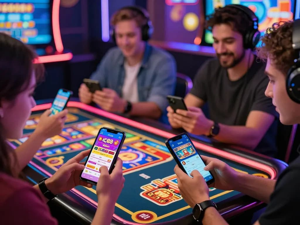 Players engaging with the SC88 gaming app showcasing vibrant graphics in a lively online gambling atmosphere.