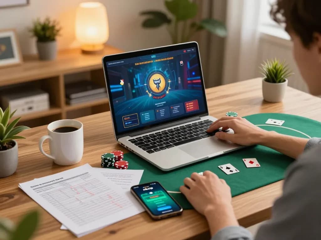 Engaged player experiencing rikvip poker online, showcasing a modern home setup.