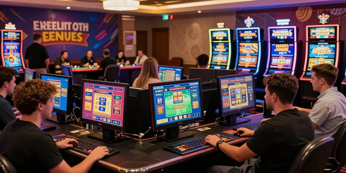 Exciting scene of players enjoying credit card casinos with vibrant gaming atmosphere, showcasing engaging gameplay and transaction excitement.