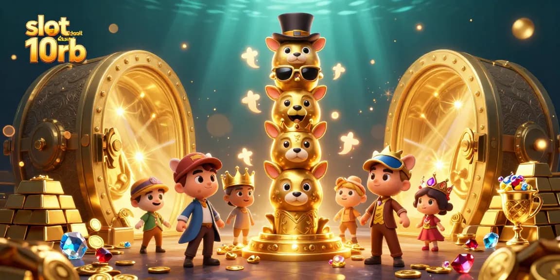 Spin and win with slot deposit 10rb in this vibrant casino illustration featuring dynamic treasures.