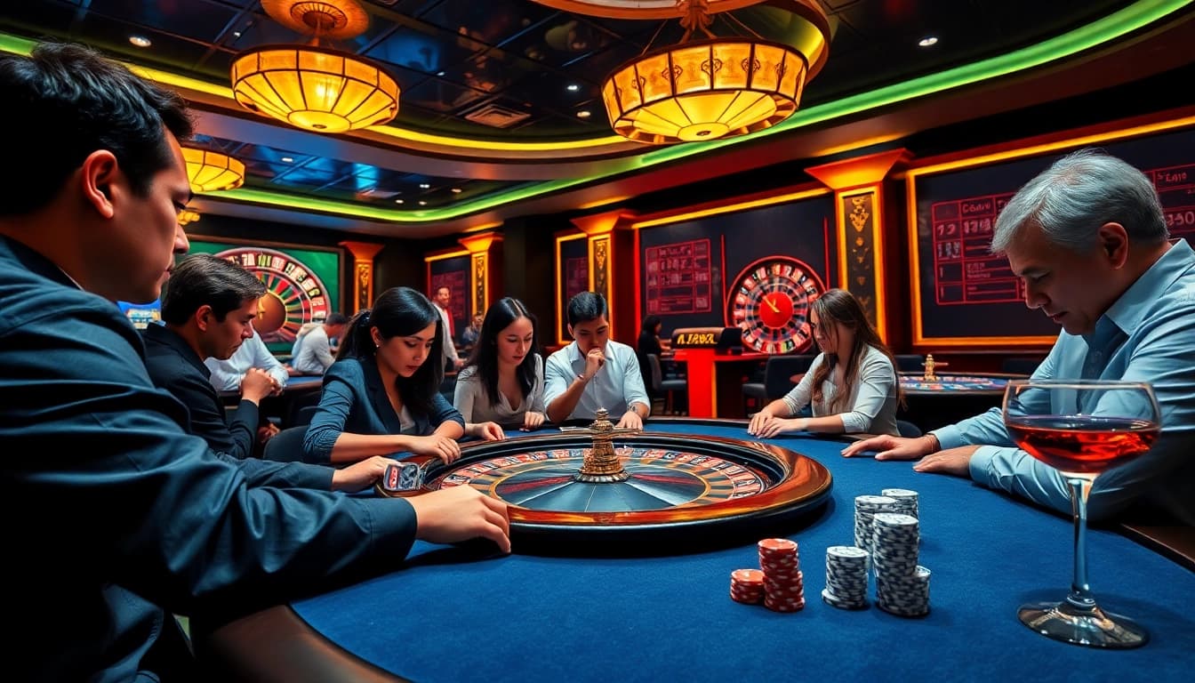 Dynamic gambling action at nhà cái thabet's casino tables, capturing excitement and strategy.