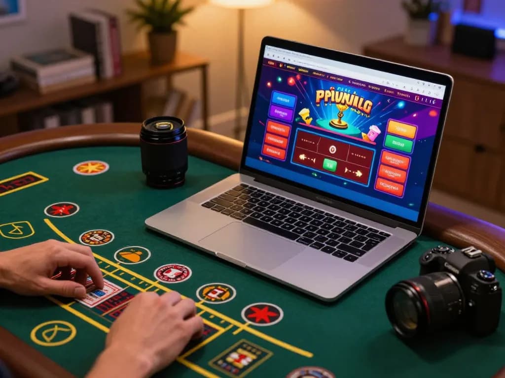 Engaging online gaming scene featuring a laptop interface for 888newcasino with dynamic betting options.