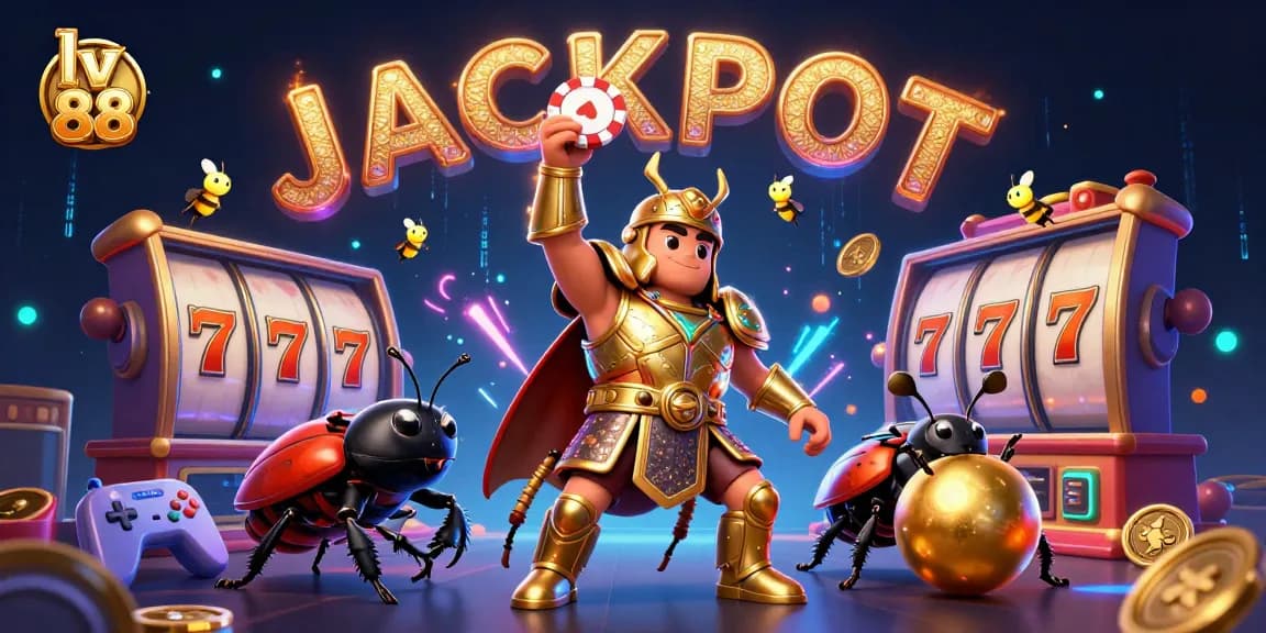 Experience the excitement of lv 88 with a heroic beetle winning jackpots at a vibrant casino scene.