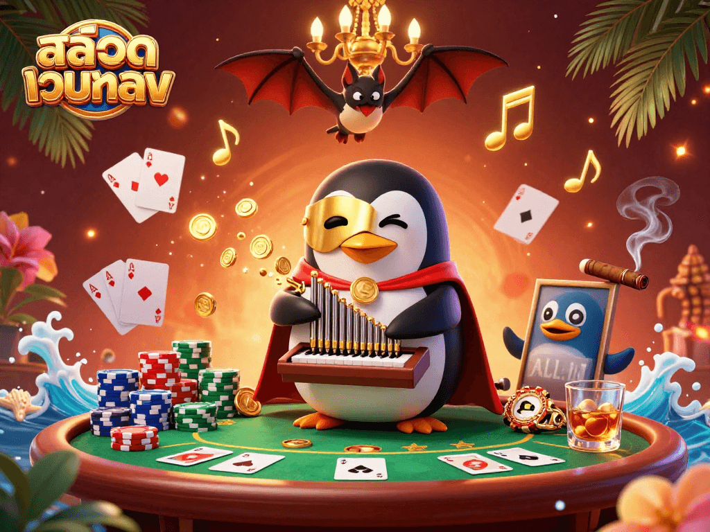 Experience exciting gameplay with สล็อตเว็บตรง featuring a charismatic penguin playing the organ while coins fly around.