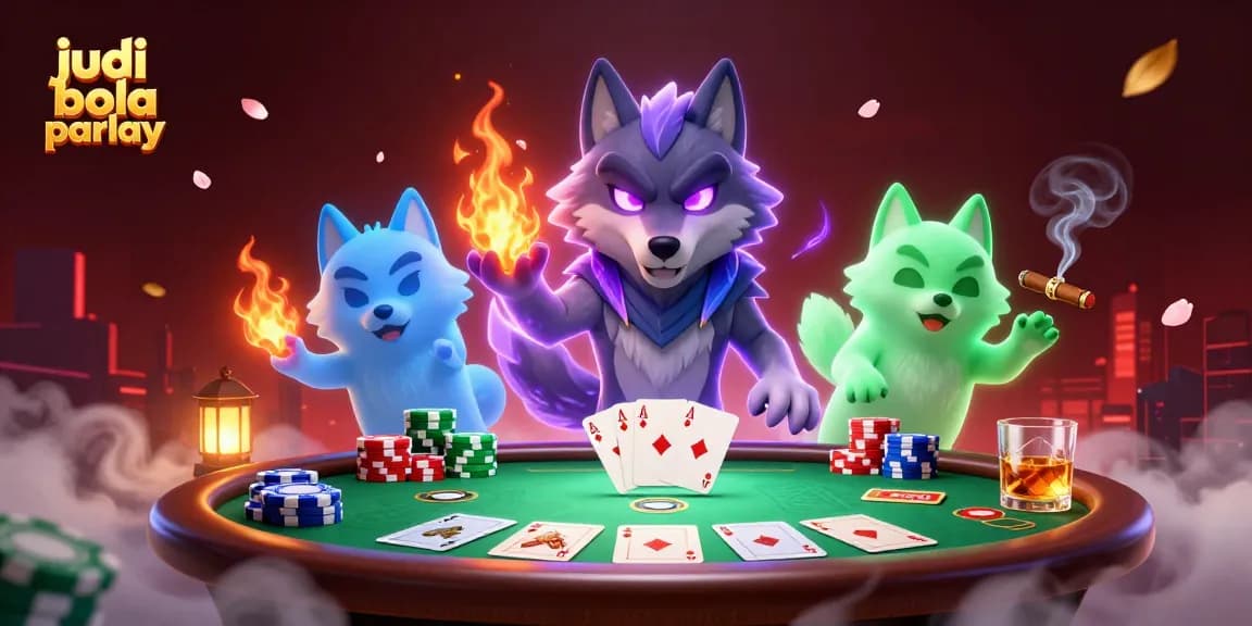 Experience thrilling judi bola parlay excitement with glowing spectral wolves and poker action