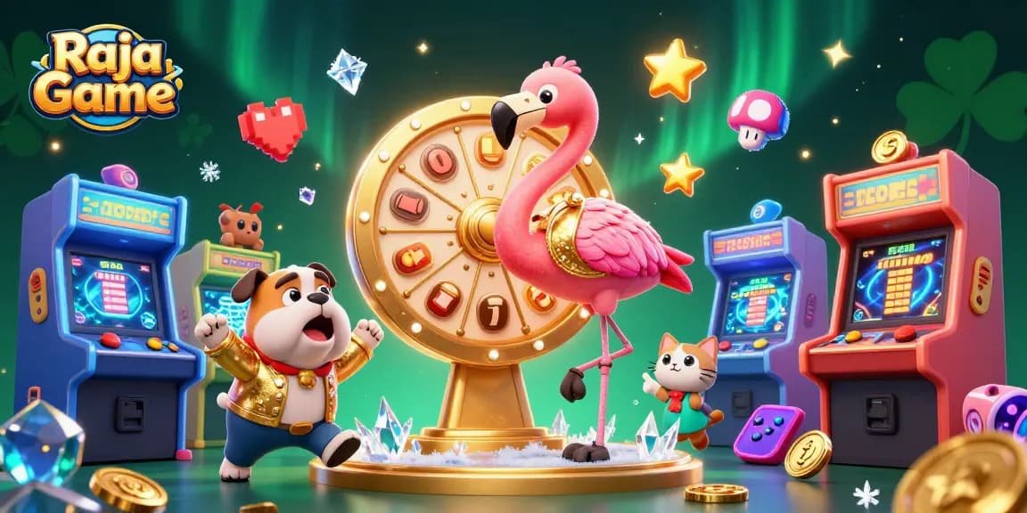 Spin the exciting Raja Game prize wheel with vibrant colors and lively cartoon characters!