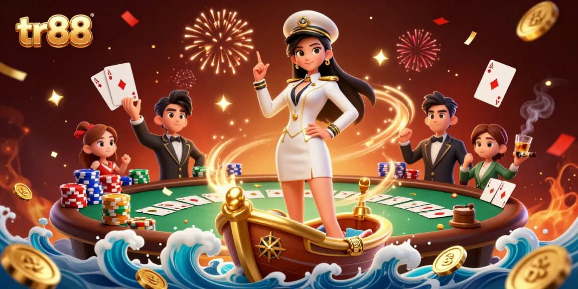 Engage in thrilling gameplay at tr88 with a vibrant casino scene featuring poker elements and stunning graphics.