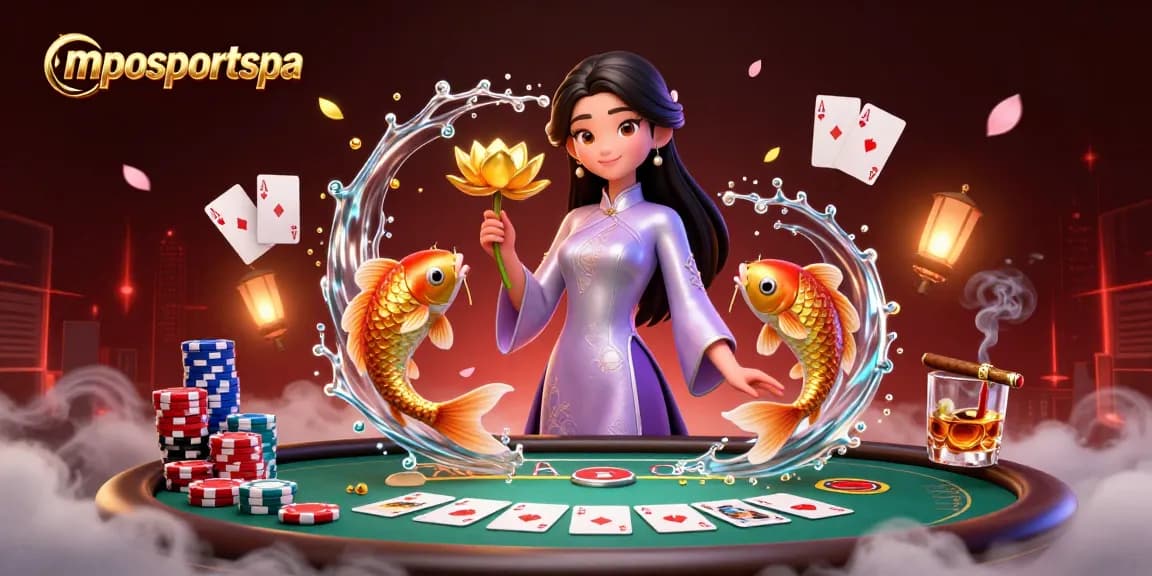Nikmati permainan yang mendebarkan di mposportspa dengan seorang wanita Asia elegan yang menampilkan elemen poker pemenang.