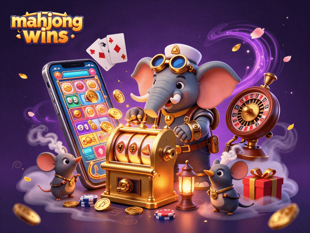 Experience mahjong wins with a steampunk elephant and vibrant symbols of fortune.