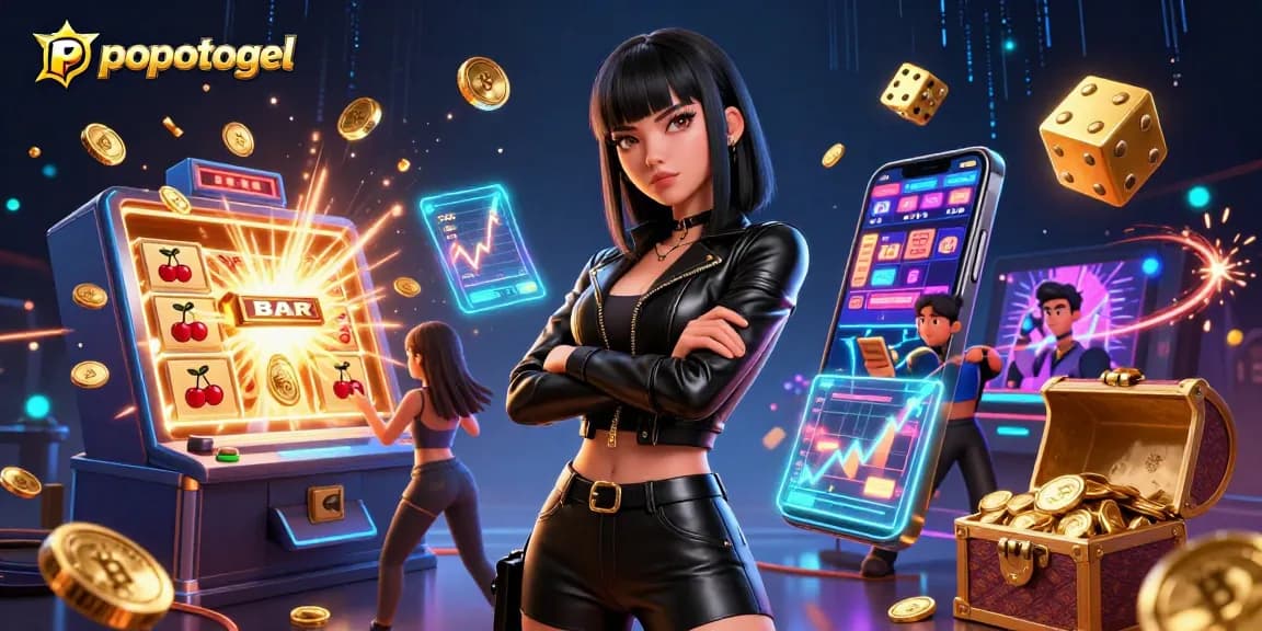 Experience thrilling wins on popotogel with vibrant slot games, golden coins, and electrifying energy.