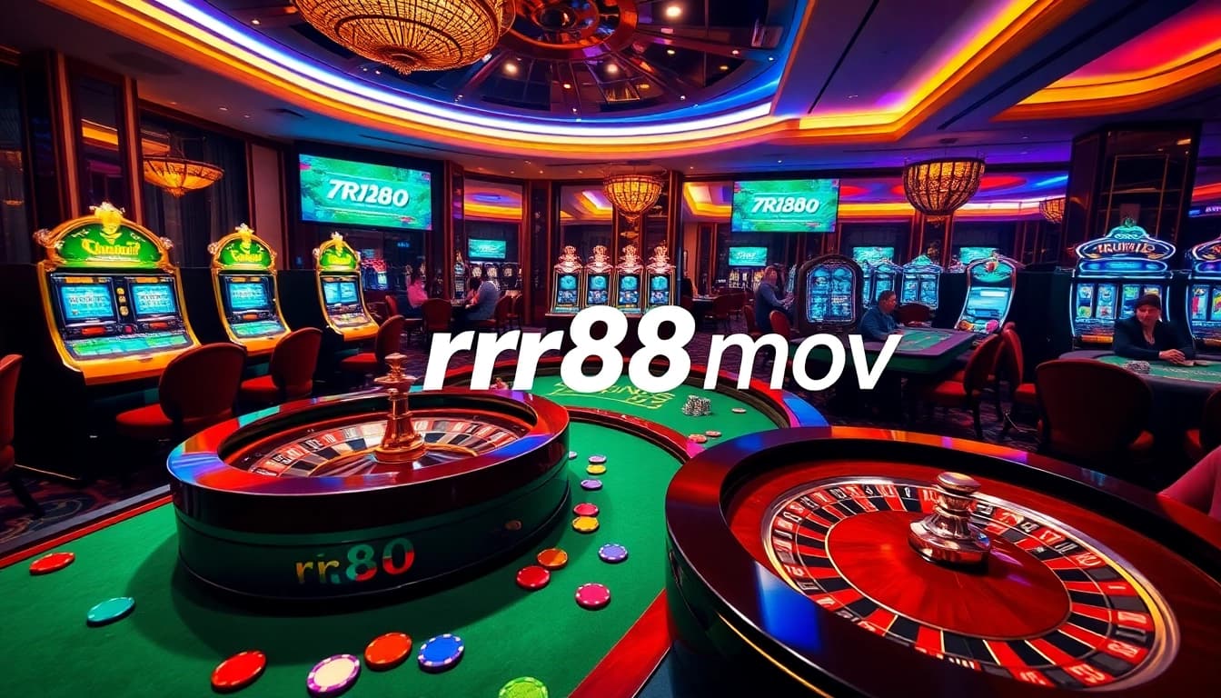 Experience the thrill of rr88 mov at a luxurious casino table with vibrant games and engaged players.